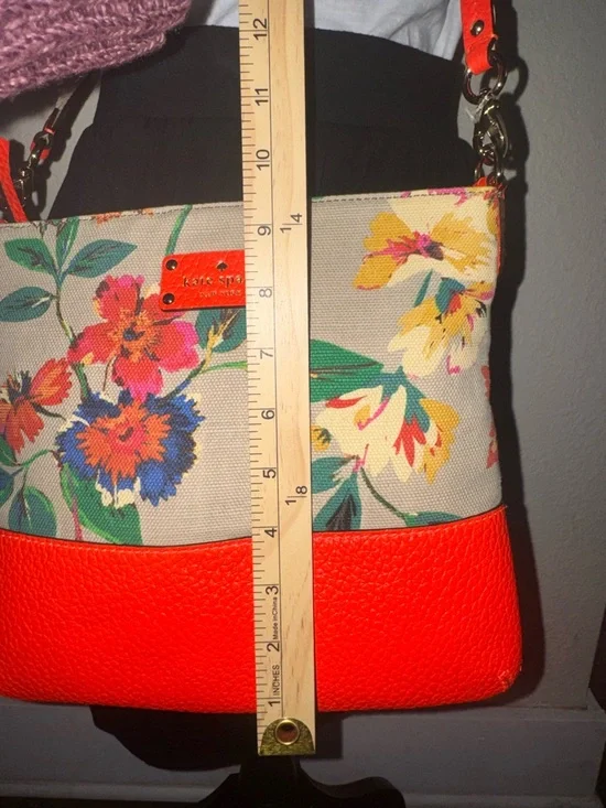 kate spade Floral Canvas Crossbody with Coral Trim- New With Out Tag‼️‼️‼️ - Picture 8 of 11